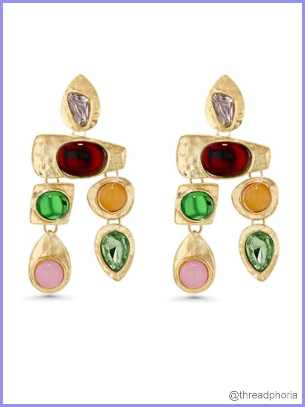 18K Gold Plated Dangle Boho Gemstone Earrings for Women - Trendy Handmade CZ